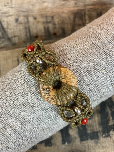 bracelet micro-macramé pierre jaspe paysage